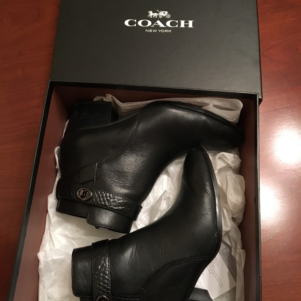 Leather Coach Ankle Boots